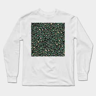 Leopard Pattern in Oatmeal on Rosemary Green Long Sleeve T-Shirt